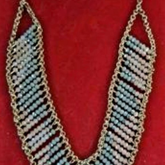 Unique Beaded V Necklace / Gold Plated Over Sterling Silver - Picture 3 of 4